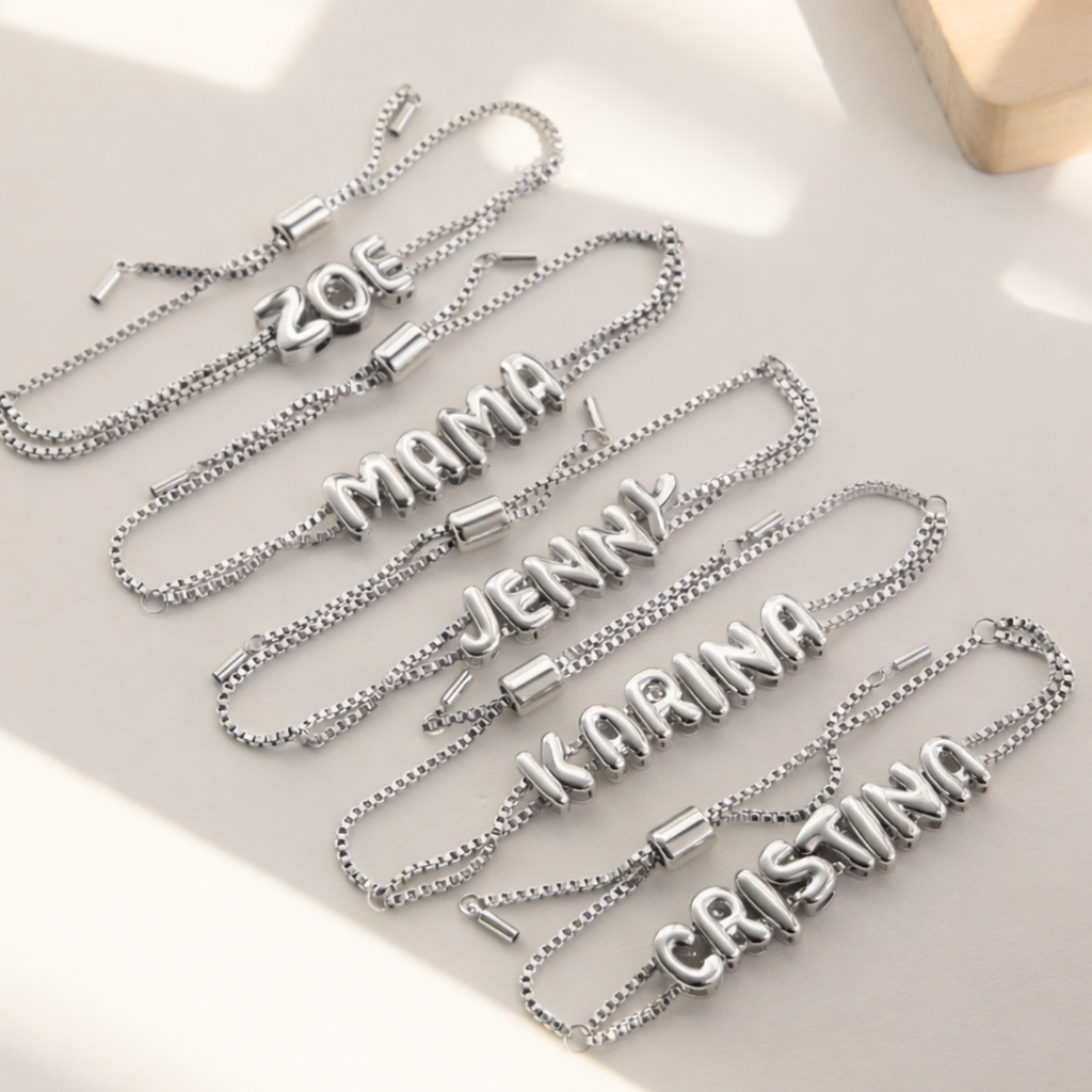 Custom Bubble Letter Bracelet